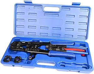 iCrimp F1807 PEX Crimper, Copper Pipe Crimping Tool Kit with 3/8'', 1/2'', 3/4'', 1'' Quick Change Jaws, PEX Tubing Cutter, Go/No-Go Gauge, Copper Ring PEX Removal Tool Included