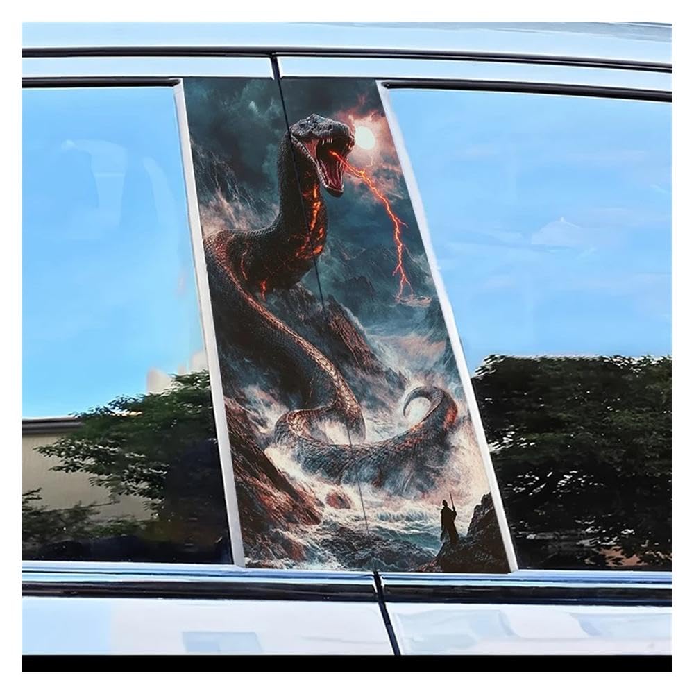 Dabhuoc One Color Car Parts 2Pcs Car B-Pillar Sticker Giant Snake Scratch Protection