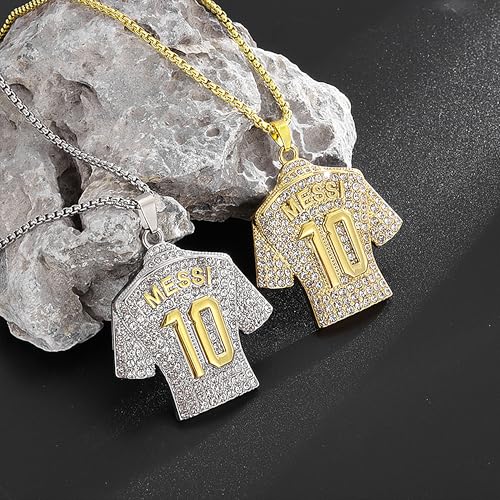 Soccer Jersey 10 Necklace, Number 10 Soccer Jersey Pendant Necklace, Titanium Steel Necklace Pendant, Football Gifts for Miami Fans4