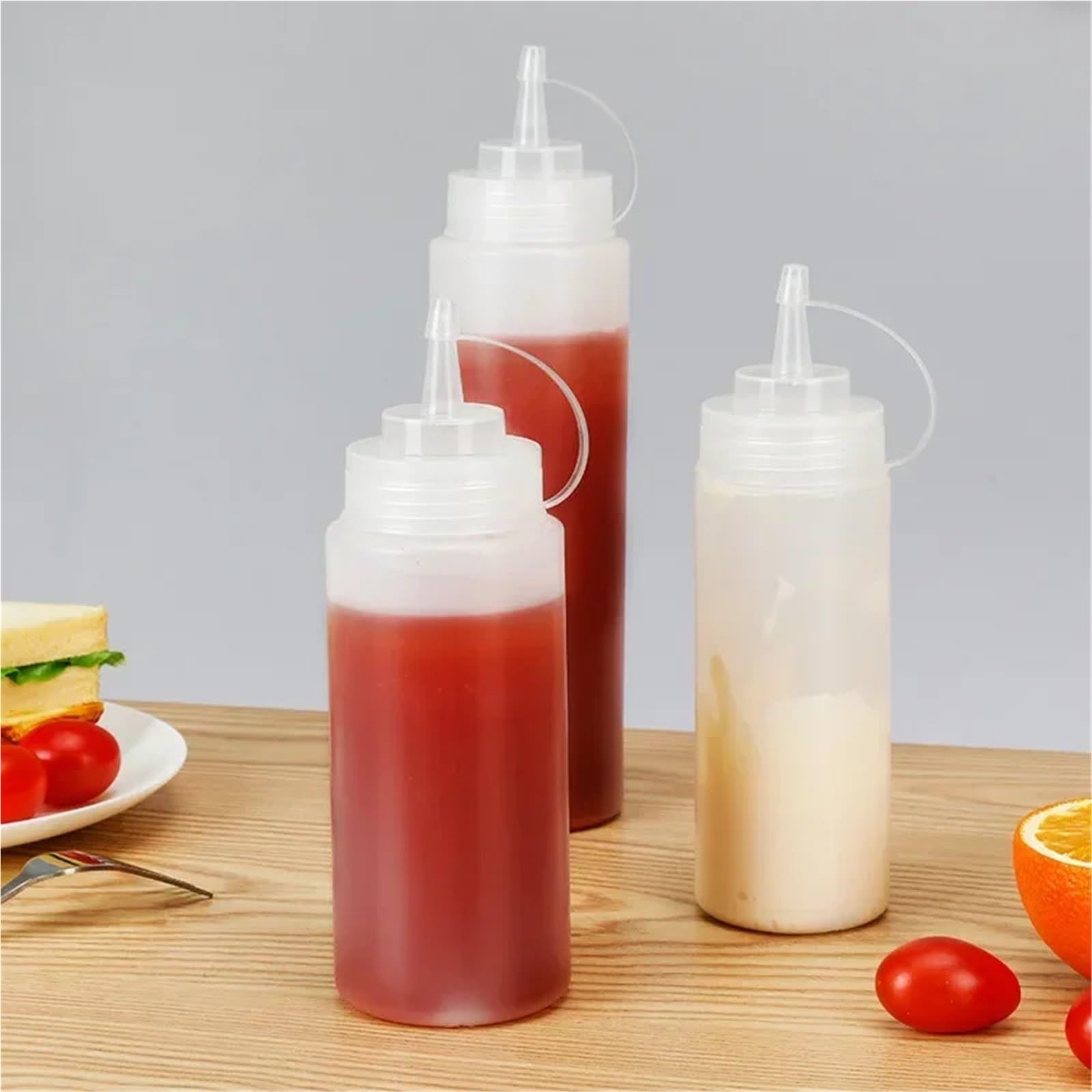 10PCS Condimento Bottiglie da spremere Bottiglia di salsa insalata Olio d'oliva Ketchup Senape Dispenser Accessori cucina Gadget per Condimenti(800ml)