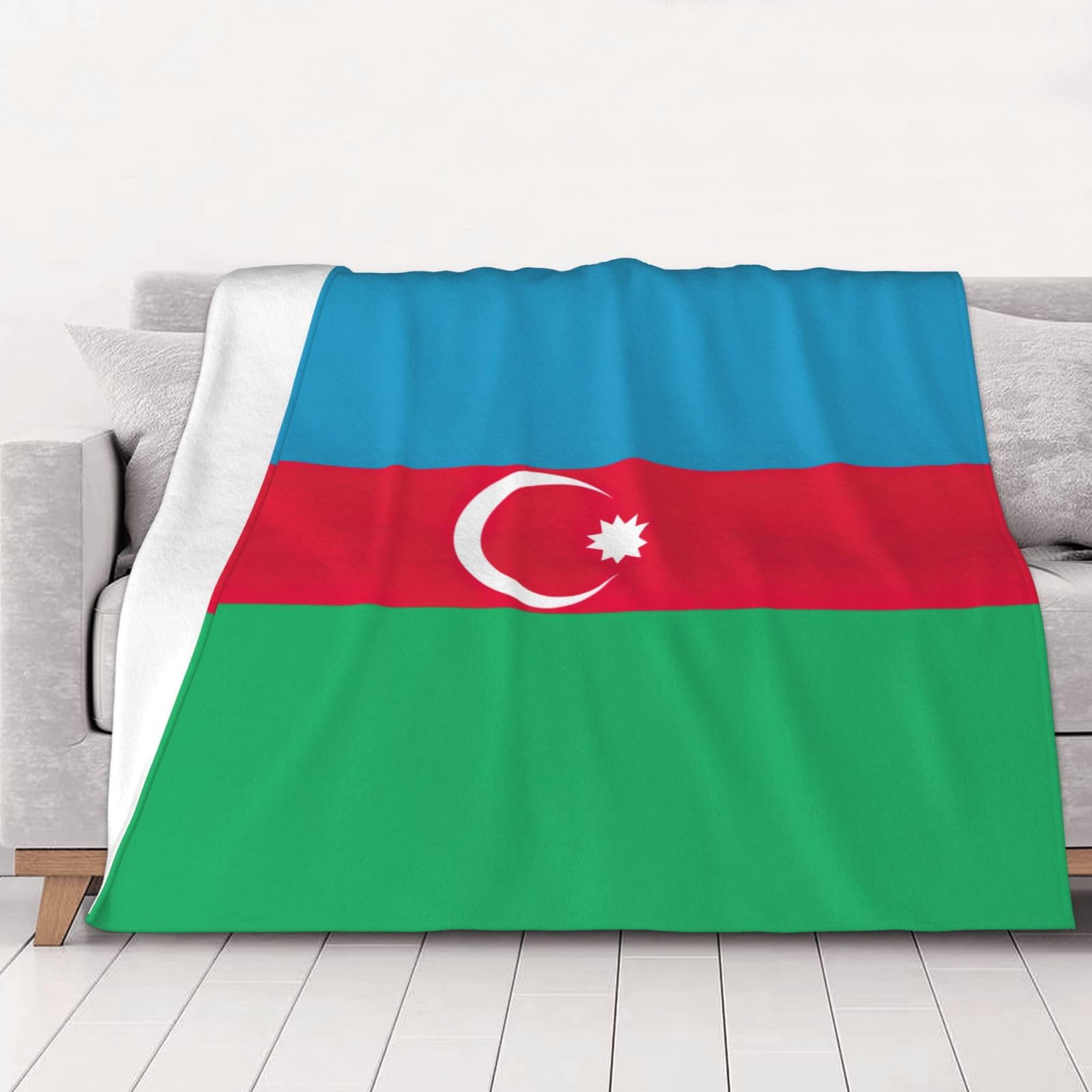 Couverture flanelle drapeau Azerbaïdjan plaid chaud anti-bouloche lit