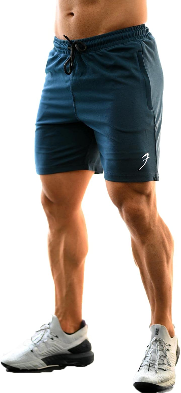 Athletic Slim Fit Training and Gym Shorts for Men with Zipper Pockets