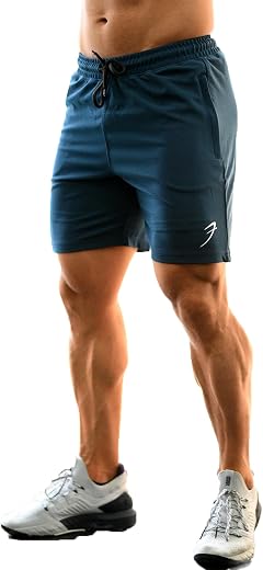 FUAARK Athletic Slim Fit Training and Gym Shorts for Men with Zipper Pockets