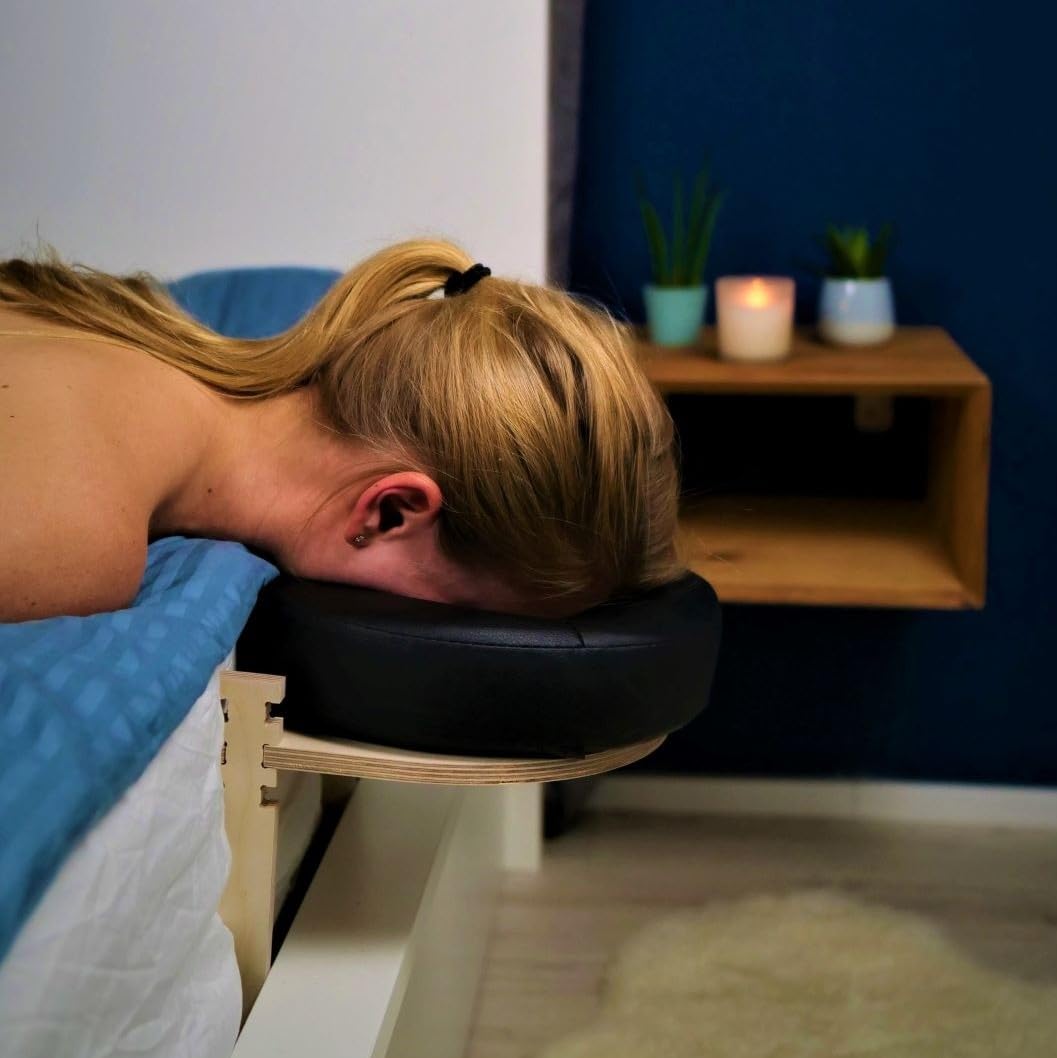 Massage Kopfstütze fürs Bett – Gesichtsauflage für die Heimmassage – Alternative für Massageliege – Passend für alle Betten – Made in Germany