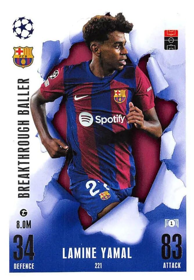 Match Attax Extra 2023 2024 Lamine Yamal Breakthrough Baller Trading Card
