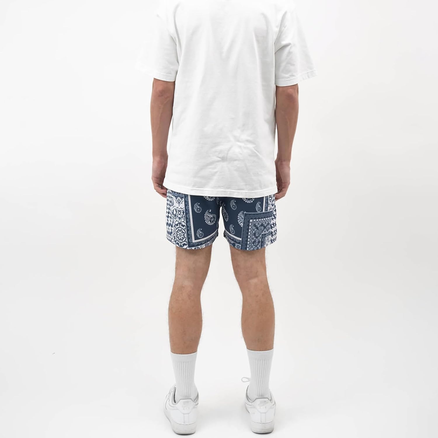BOOMLEMON Men's Retro Paisley Shorts Mesh Print Casual Beach Shorts Athletic Gym Workout Running Short Pants