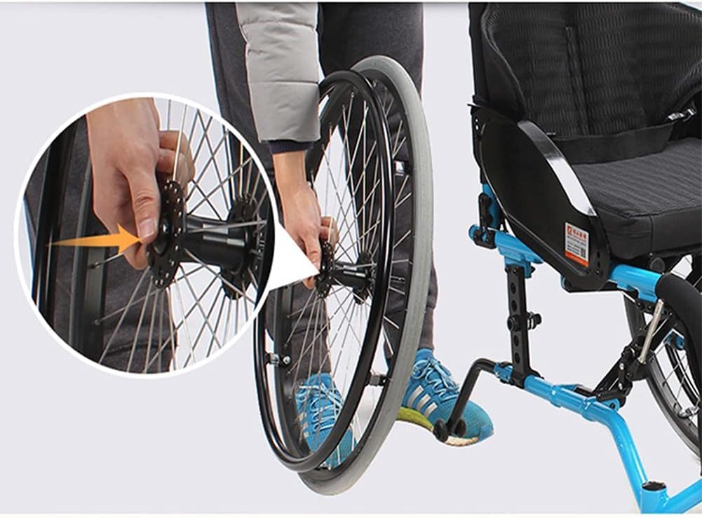 Silla De Ruedas Todo Terreno Autopropulsada Manual Ligera con Dispositivo De Inclinación Antirtrasera - Silla De Ruedas De Viaje Plegable para Deportes Y Ocio, Yellow, Seat Width 40cm