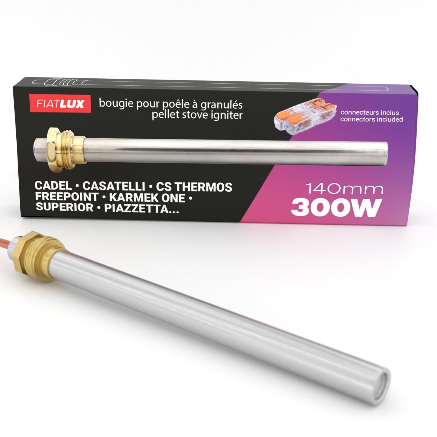 Bougie de poêle à granulés 300W - 140mm - diamètre 9,9mm