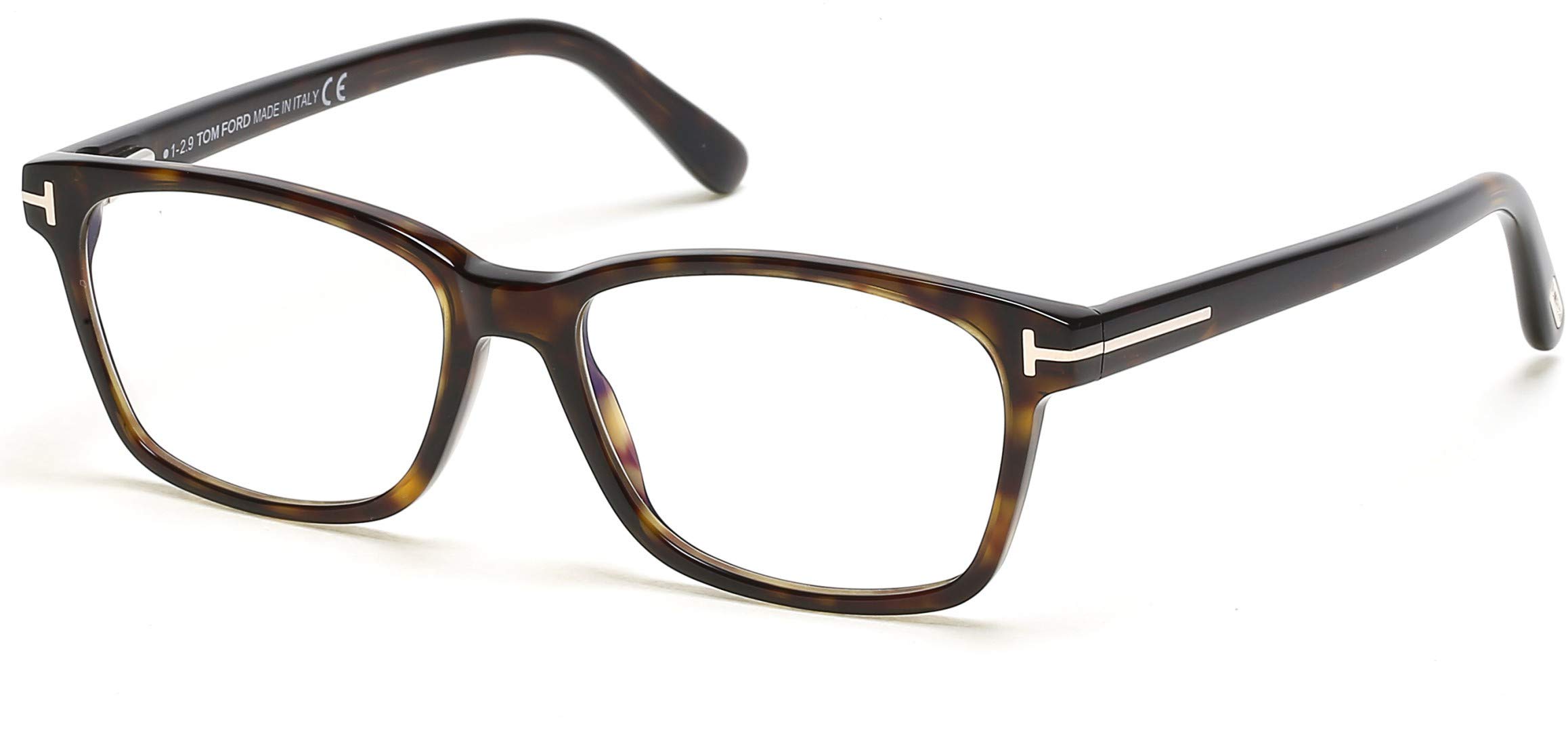 Eyeglasses Tom Ford FT 5713 -B 052 Shiny Dark Havana/Blue Block Lenses