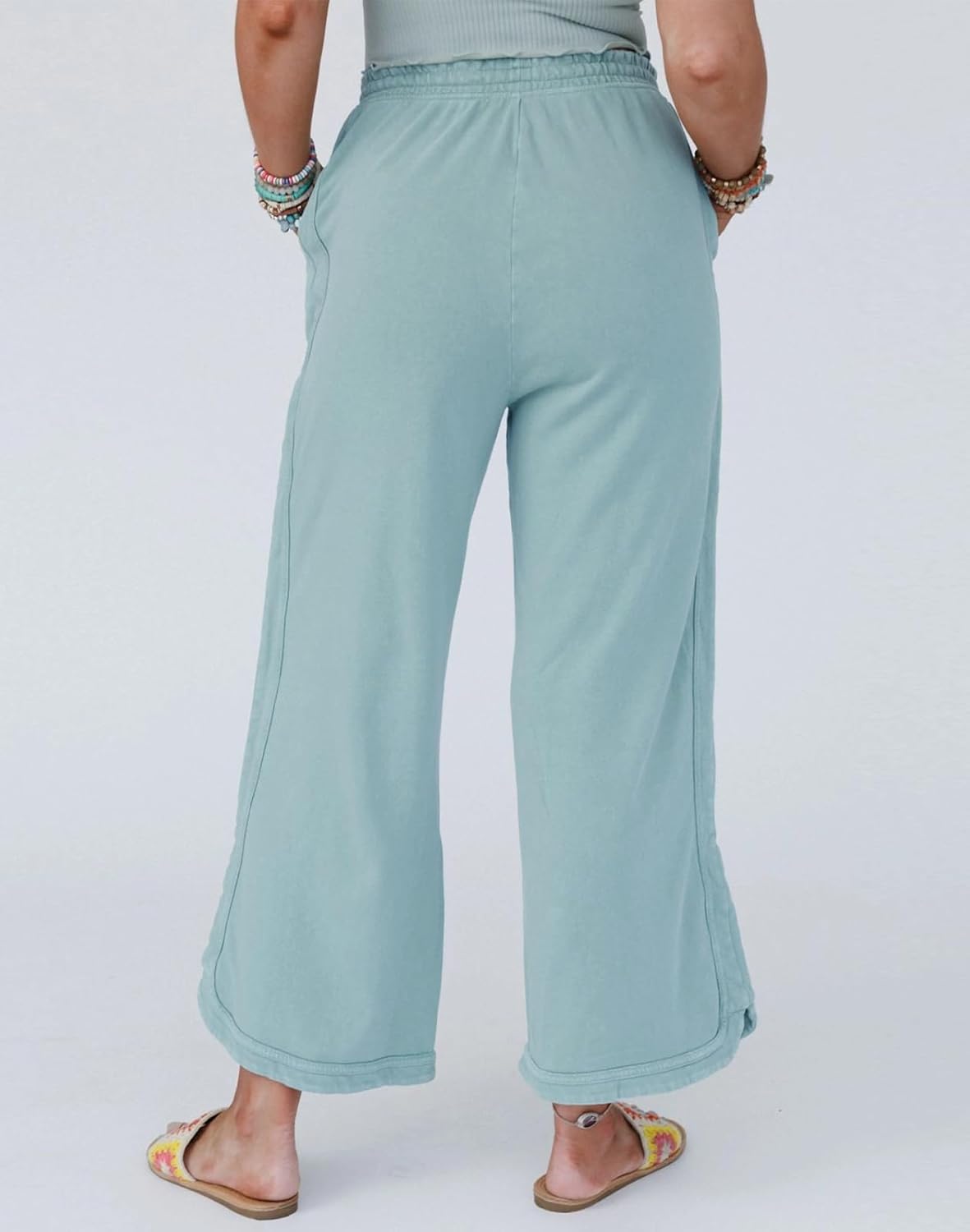Womens Wide Leg Pants Casual High Waisted Palazzo Pants Lightweight Summer Flowy Beach Pants with Pockets - Image 5