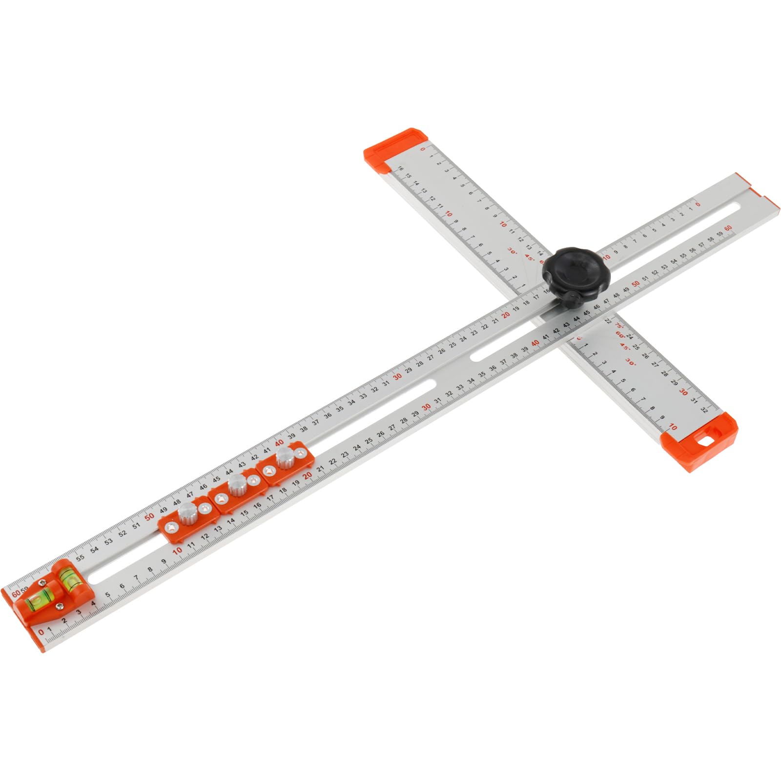 4 in 1 Drilling Positioning Ruler, 24 Inch Adjustable T Square Ruler Woodworking Ruler, Cabinet Door Hole Drilling Template, Precise Multi Angle Marking Measuring Ruler, Drilling Tool for Carpentry