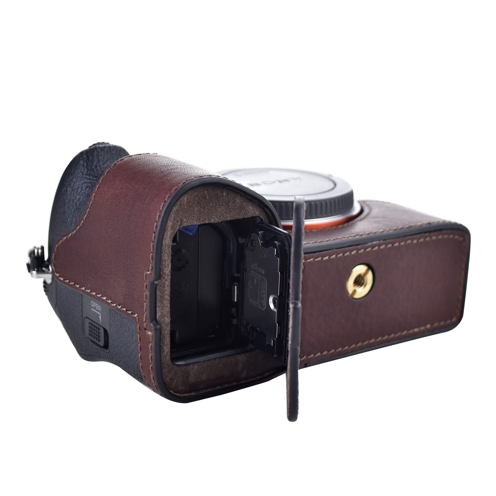 MUZIRI KINOKOO - Custodia per fotocamera A7M4 / α7IV, in pelle, compatibile con fotocamera Sony Alpha7IV /ILCE-7M4 /A7M4 /α7IV, Marrone, Beauty Case