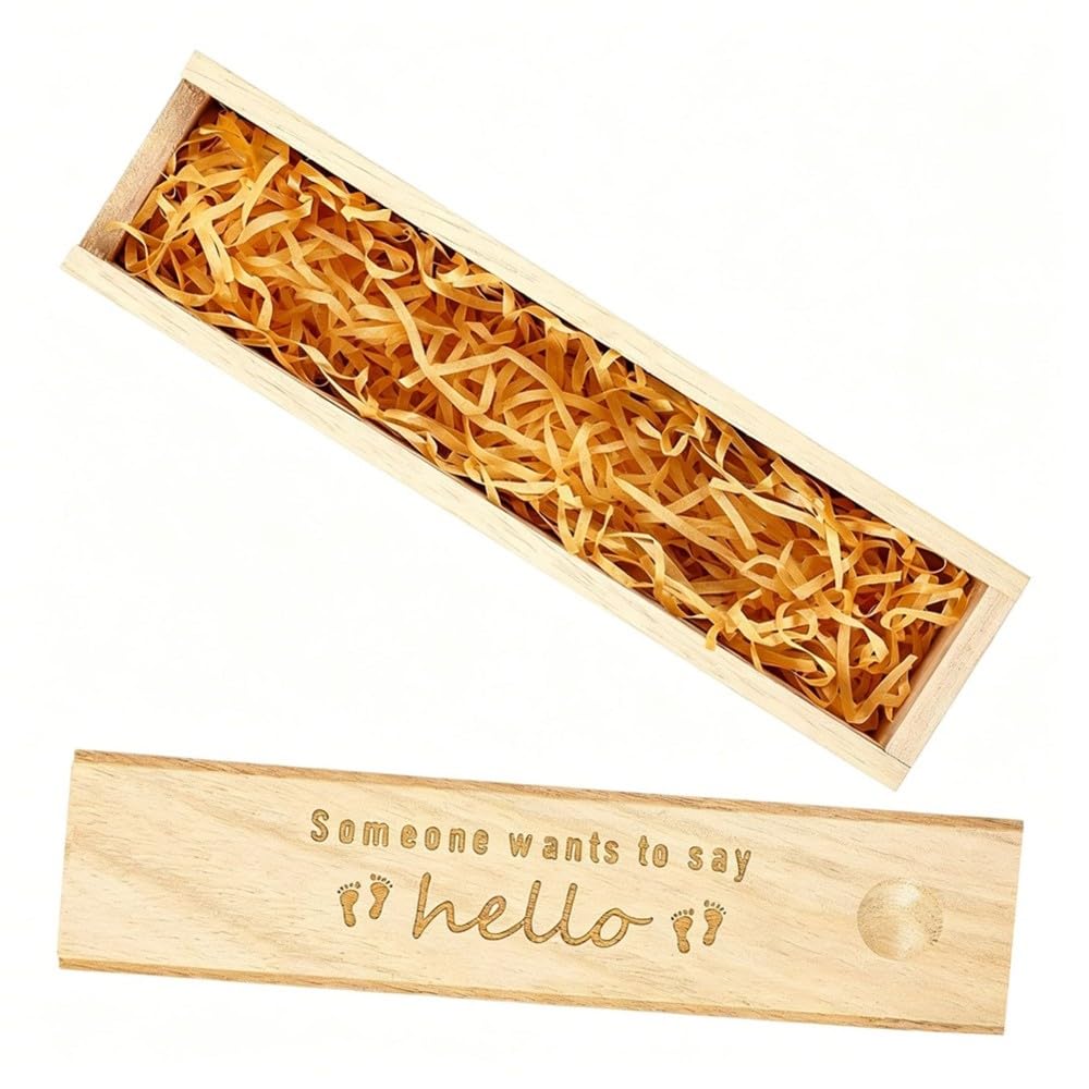 Hndhbfgrt Wooden Keepsake Box Pregnancy Test Baby Memory Souvenir Collection Case Surprise Announcement Box