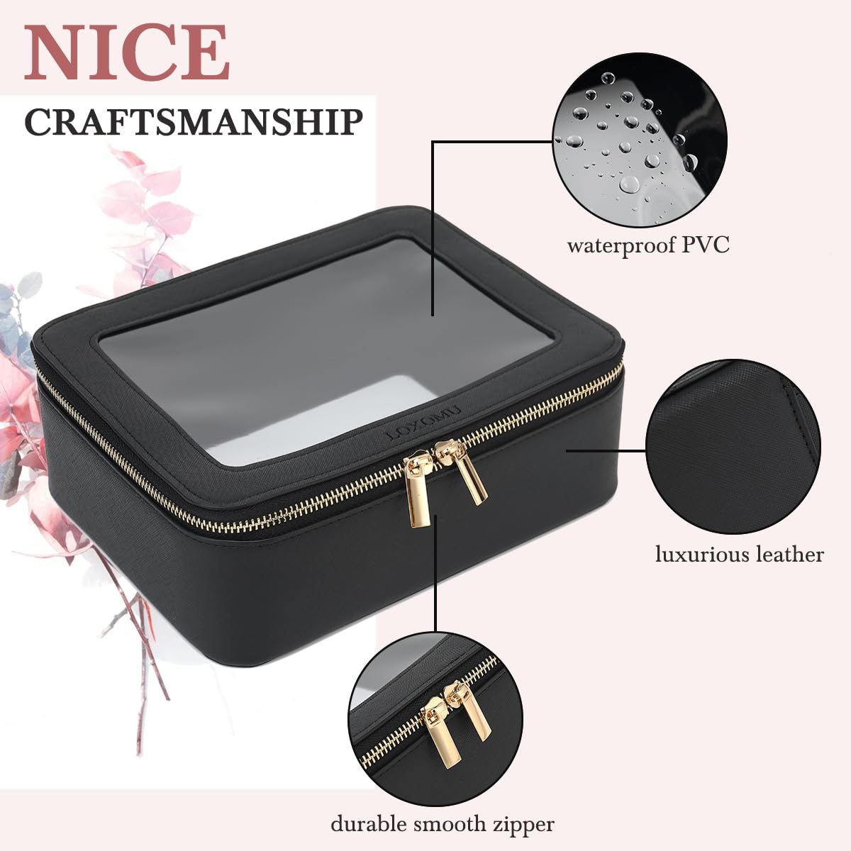 Clear Makeup Bag for Traveling Clear Travel Toiletries Bag Transparent Cosmetic Bags Organizer for Women Car Essentials - Image 3