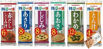 Marukome Restaurant Aji, Miso Soup, 6 Types Total 46 Servings Set Wakame, Shijimi, Asari, Red Dashimi, Tonkin Soup, Ausa, Raw Miso Soup, Instant Miso Soup, Instant