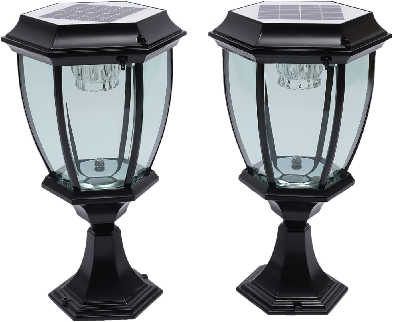 63" Solar Lamp Post Lights ,Outdoor Aluminum Floor Lamp,Waterproof Solar Powered Street Lights for Garden, Pathway, Driveway, Front/ Back Door, Warm White Solar Post Light,Replaceable Bulb(2 Pack)