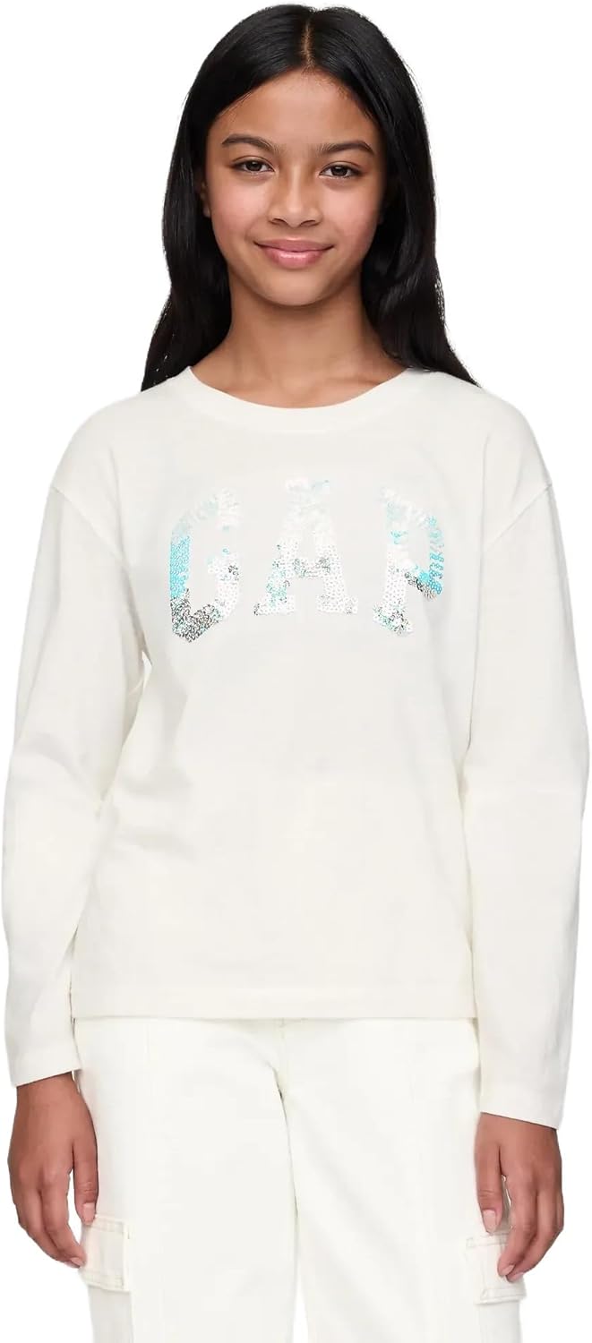 Gap Girls Sequin Logo Long Sleeve Tee