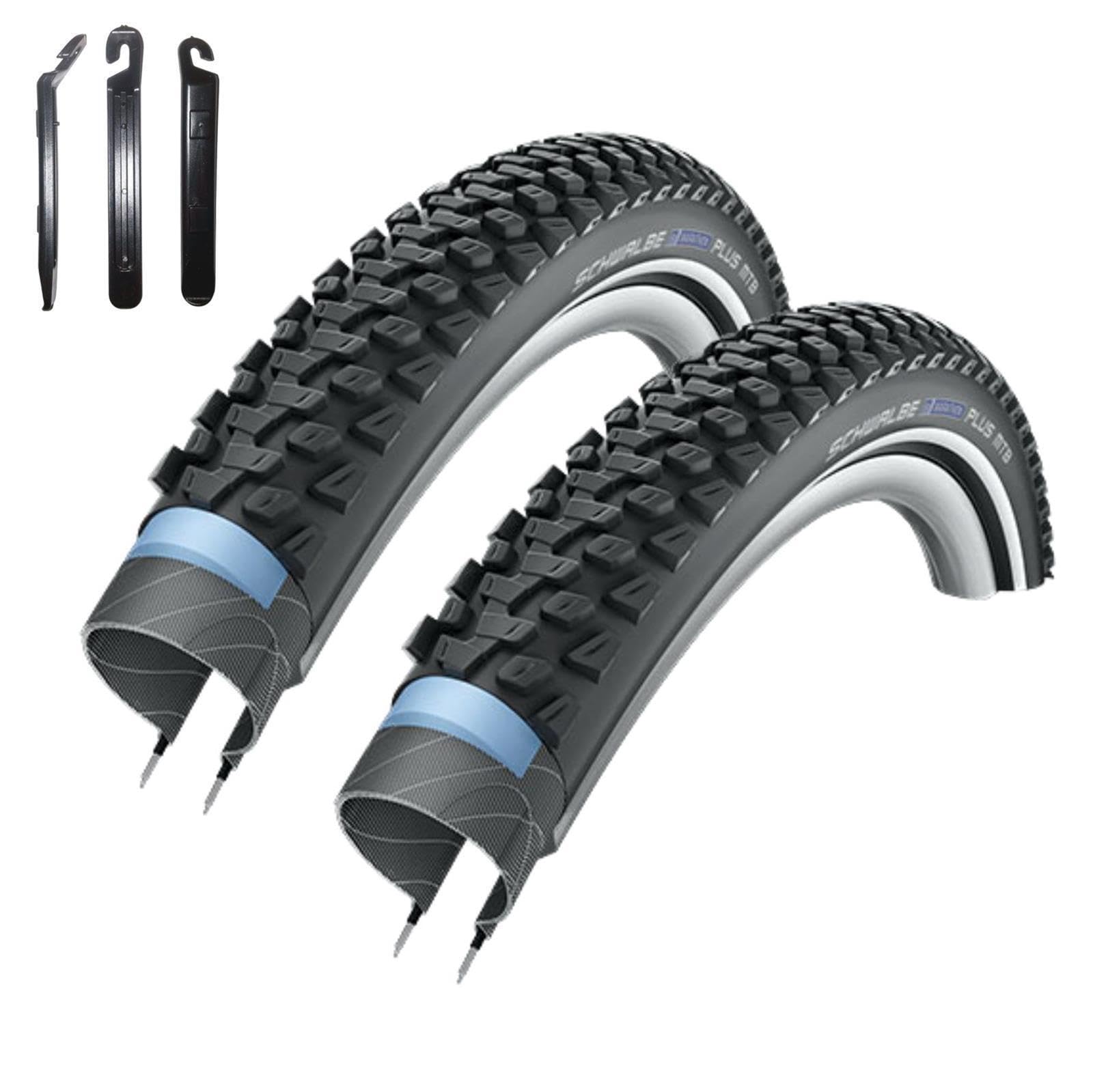 2 x Schwalbe Marathon Plus MTB Unplattbar Reifen mit Reflex 54-559 (26 x 2,10) inkl. 3 Reifenheber Sport & Freizeit