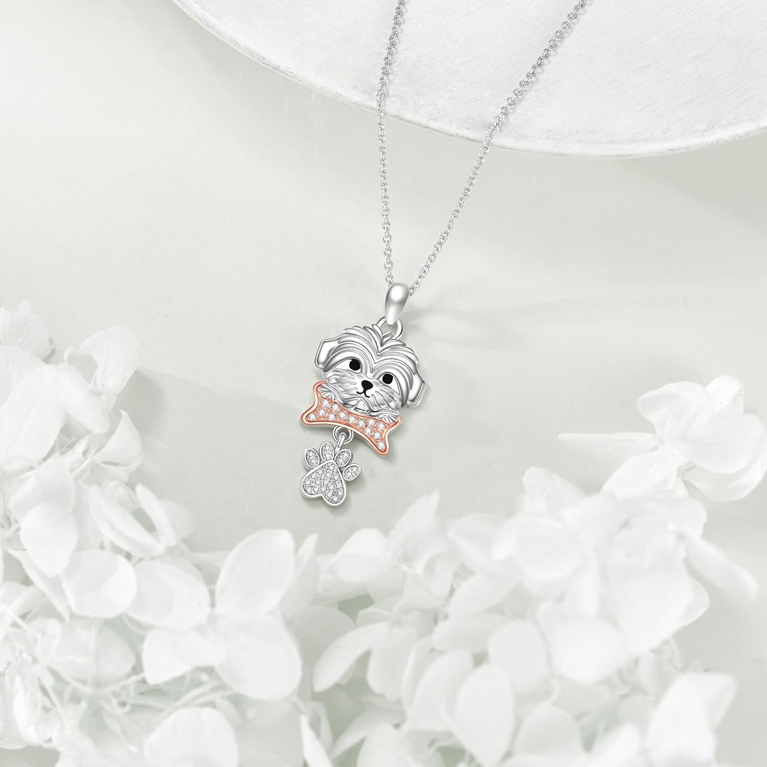 YAFEINI Maltese Dog Necklace for Women 925 Sterling Silver Maltese Dog Necklace Pendant Jewelry Birthday Gifts for Women - Image 3