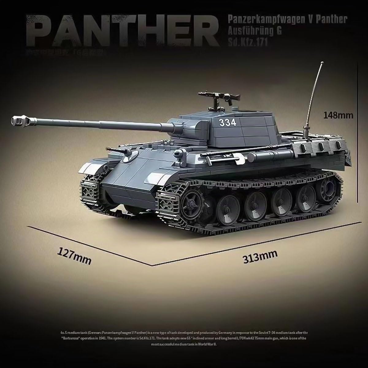 Technic Carro per Panther Ausfuhrung G Sd.Kfz.171, 1180 Pezzi Tecnica Serbatoi Militari Blocco, Technic Set per Adulti e Bambini 8+