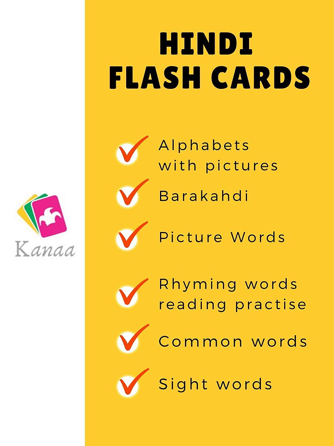 Lilliput Hindi Alphabets Flash Cards with Picture Words, Sight Words