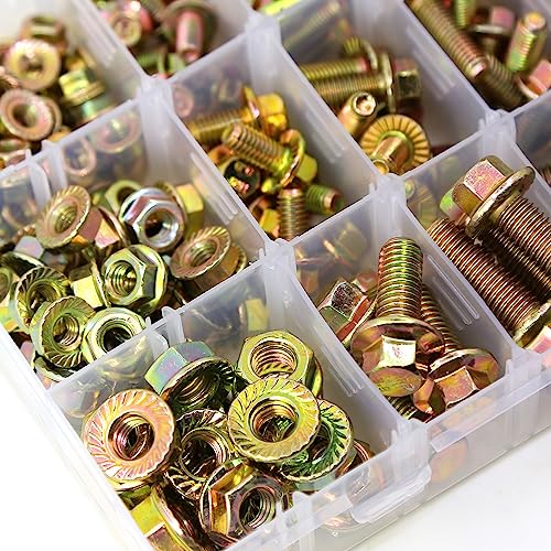 Image of 240PCS Grade 8.8 M5 M6 M8 Flanged Bolts and Nuts Kit, Metric Flanged Hex Screws Nuts Includes 14 Most Common Sizes