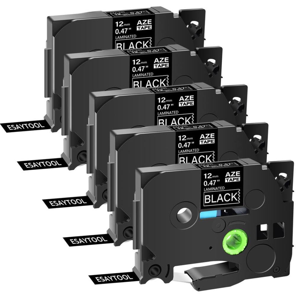 5pk etichetta universale nastro laminato con TZE-335 6/9/12/16/24 mm bianco su cartuccia nera Cassetta Uso con PT-1000 PT-1100 Sostituzione del mercato