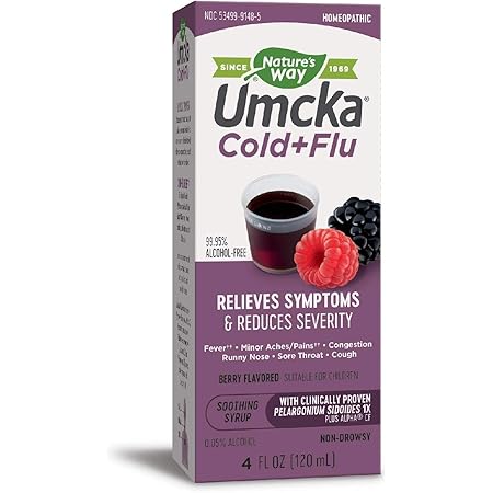 Amazon Com Nature S Way Umcka Cold Flu Multi Action Non Drowsy Syrup 99 95 Alcohol Free 4 Oz Berry Flavor Health Personal Care