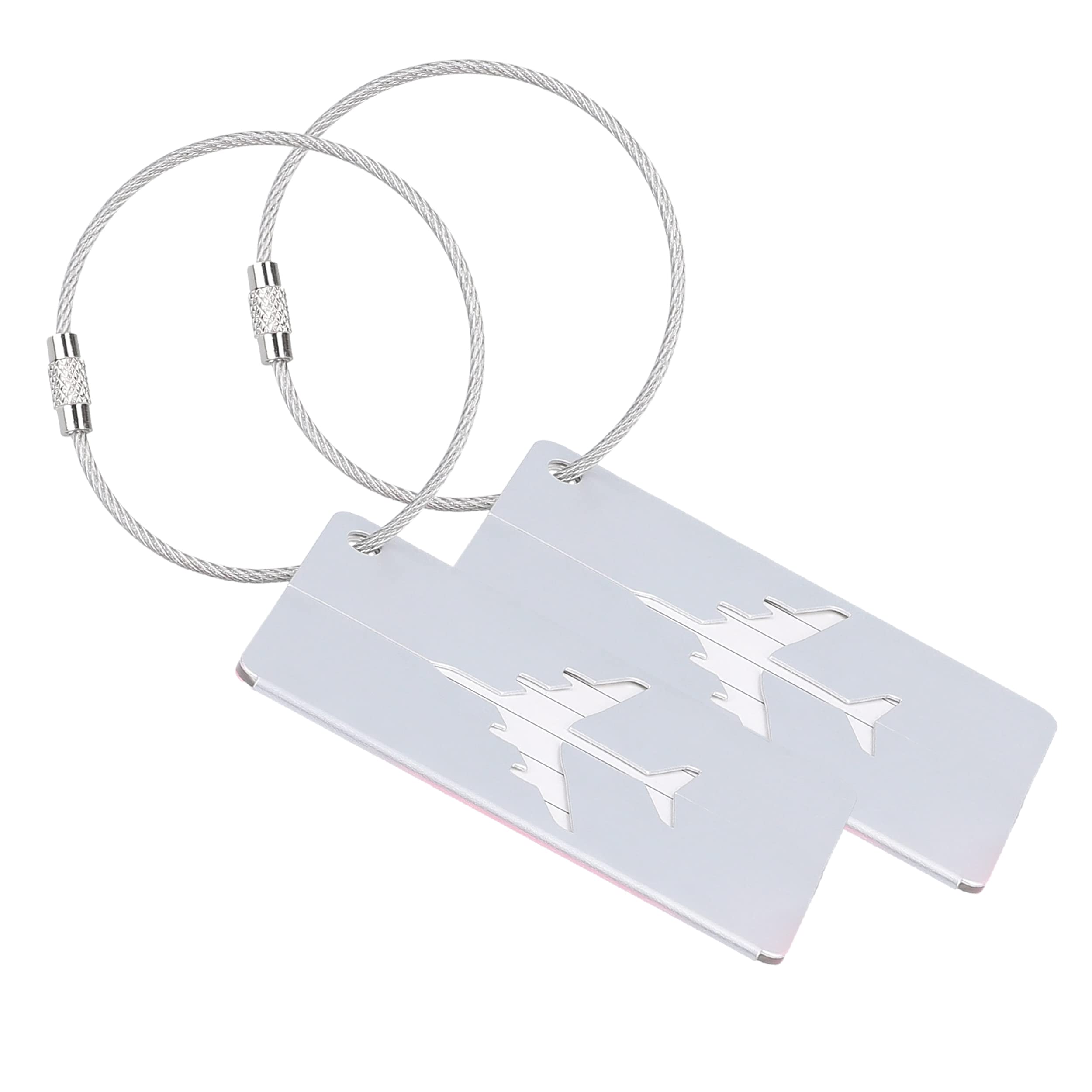 mumbi Luggage Tag with Name Tag/Address Tag Set of 2 Silver