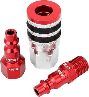 Colorfit by Milton Coupler & Plug Kit (M-Style) with Rubber Bumpers – 1/4" NPT Quick Connect Hose Fittings for Air Tools & Compressors - 3-Piece
