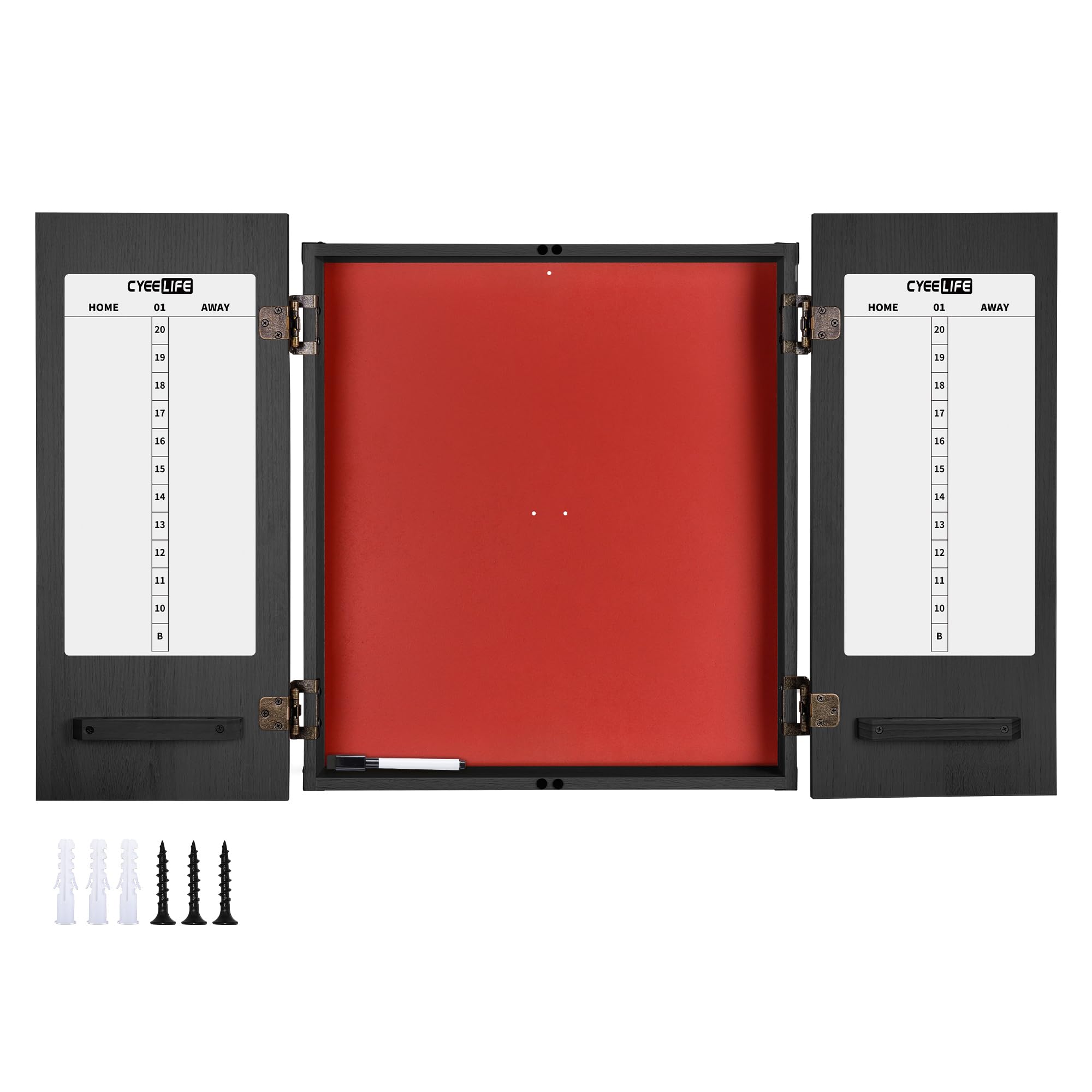 CyeeLife Steel Dartboard Cabinet,Sturdy Dart Case with Storage Space for Darts & Accessories, Wall-Mounted Dartboard Protection Cabinet for Home & Bar