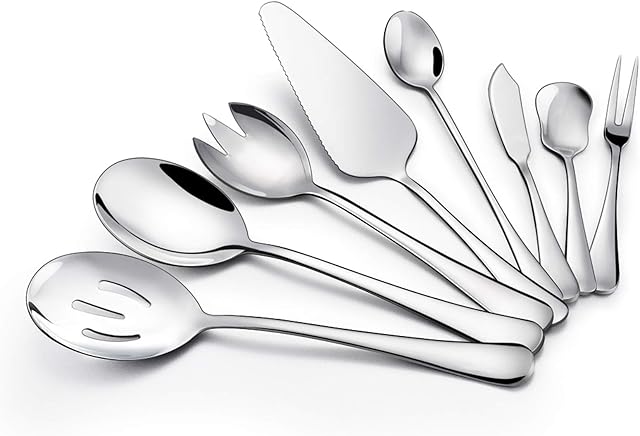 HaWare 8-Piece Cutlery Serving Set Hostess Set, Stainless Steel Cutlery Flatware Serving Pieces, Mirror Finished & Dishwasher Safe, Ideal for Home / Buffet/ Party