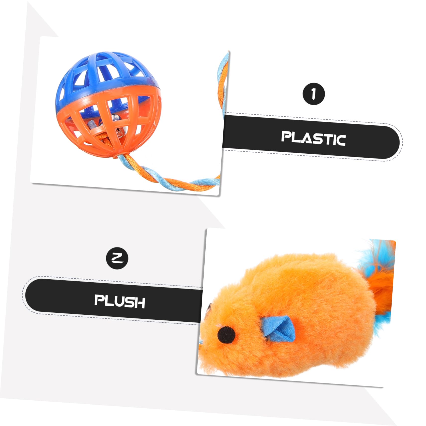 Yardwe Interactif Chat avec Souris Peluche et Clochette Plastique Balle à Mâcher pour Amusant pour Chat Intérieur