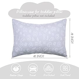 UOMNY Toddler Pillowcase 13 x 18 - Neutral Case for 14 x 19 12x18 Crib Pillows, Soft Travel Cover With Envelope Closure, Letters and Arabic Numerals, Small Baby Pillow Case, Grey White