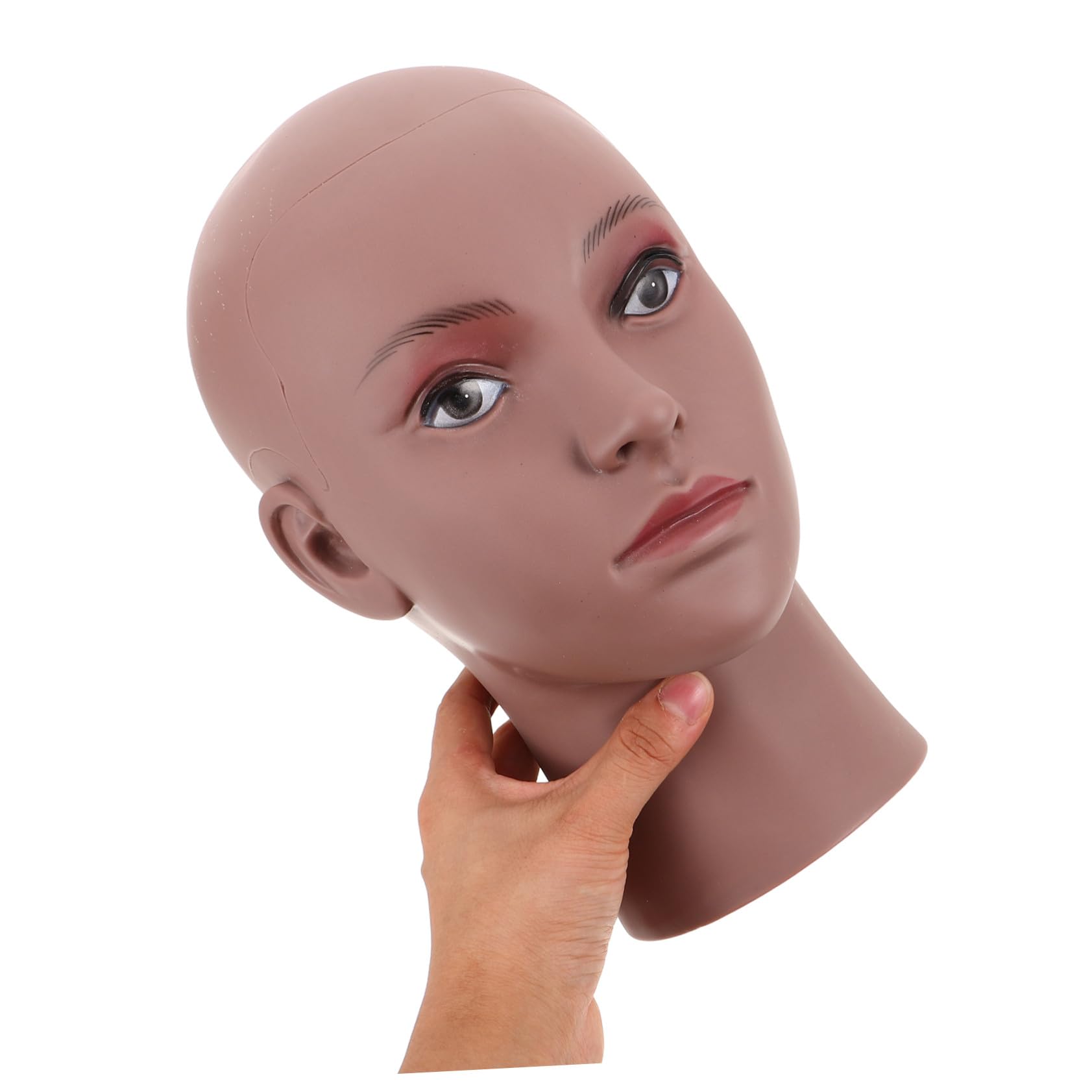 Testa di Manichino Calva in Pvc Nera per Espositore di Parrucchiere Supporto per Parrucche Femminili Cappelli e Occhiali per Formazione in Cosmetologia