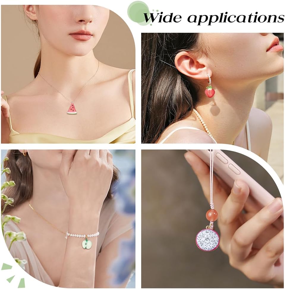 40Pcs 10 Style Alloy Enamel Fruit Charm Pendant Assorted Fruit Dangle Charms Watermelon Strawberry Orange Lemon Charms Bulk for Bracelet Necklace Jewelry Making DIY Crafts Supplies - Image 4