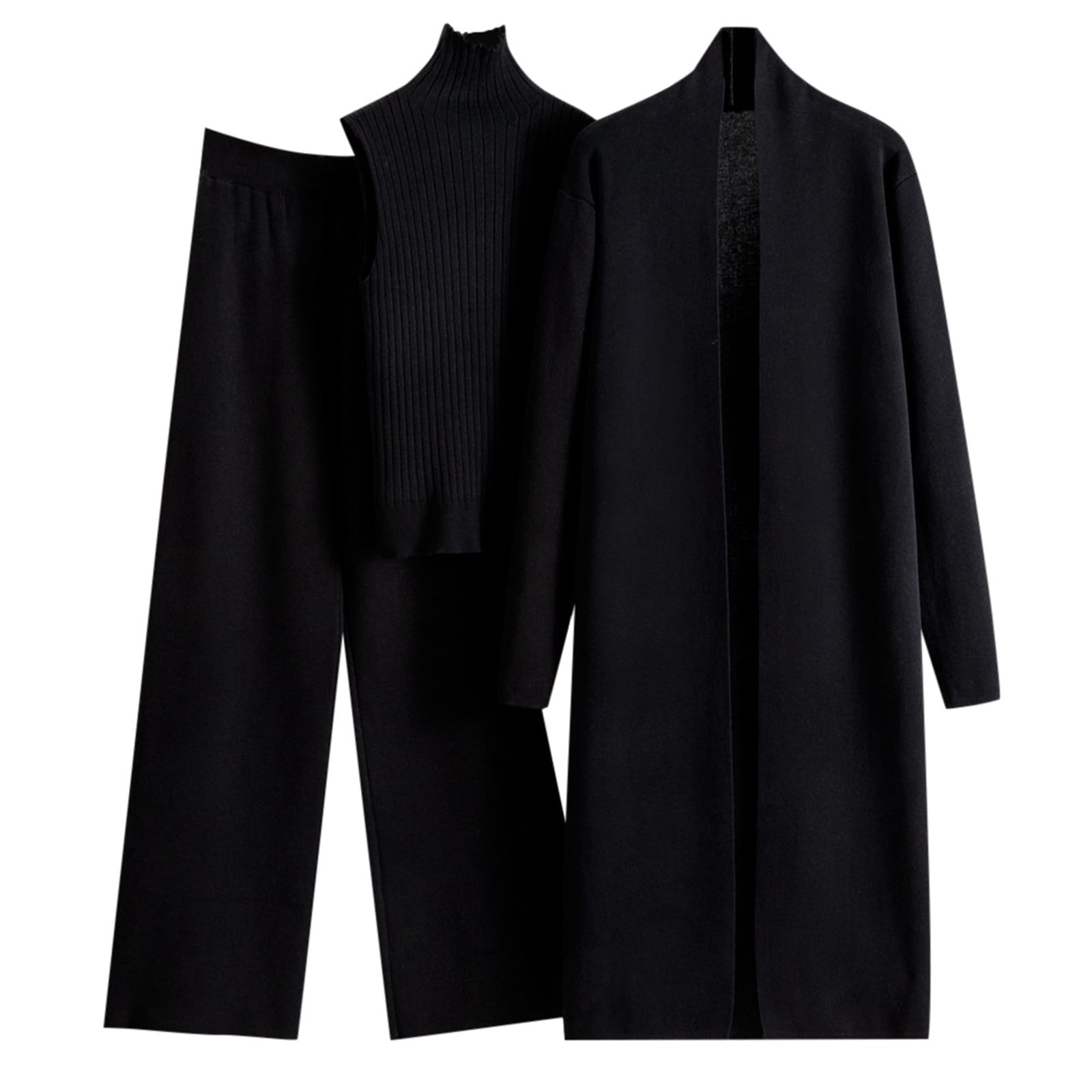 Completo Tuta Donna - Completo Maglione Cardigan Tuta Pantaloni Donna Moda Primavera Autunno Tre Pezzi Set Elegante Casual