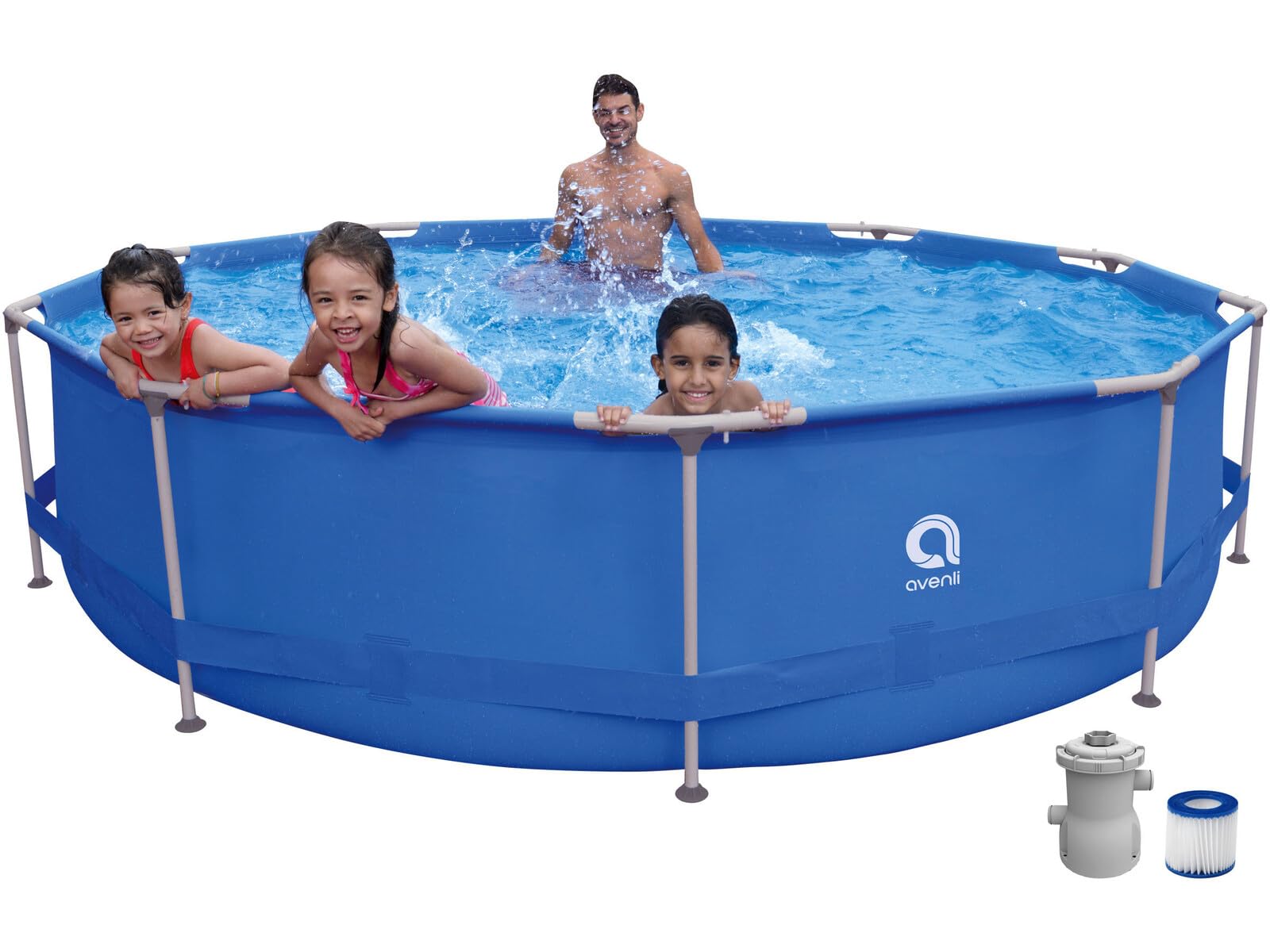 Avenli Piscina Tonda con Struttura Sirocco Blue, Blu