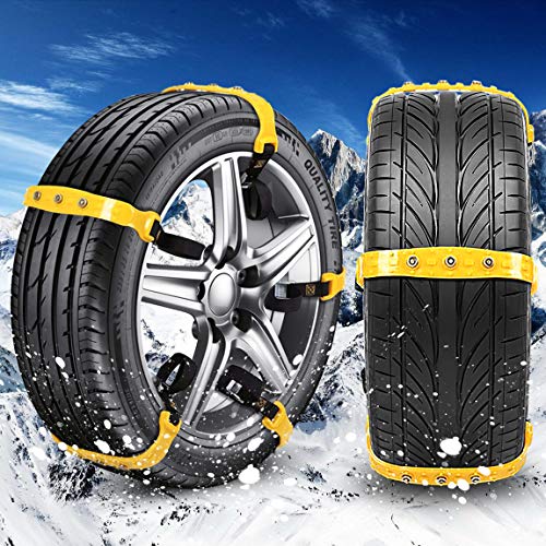 Snow Chains Anti Slip Snow Chains Emergency Anti-Skid Snow Mud Tire Chains for Cars/SUV/ATV/Trucks, Adjustable 10pcs Car Security Chains with Free Snow Shovel and Gloves (Yellow) - Thumbnail 4