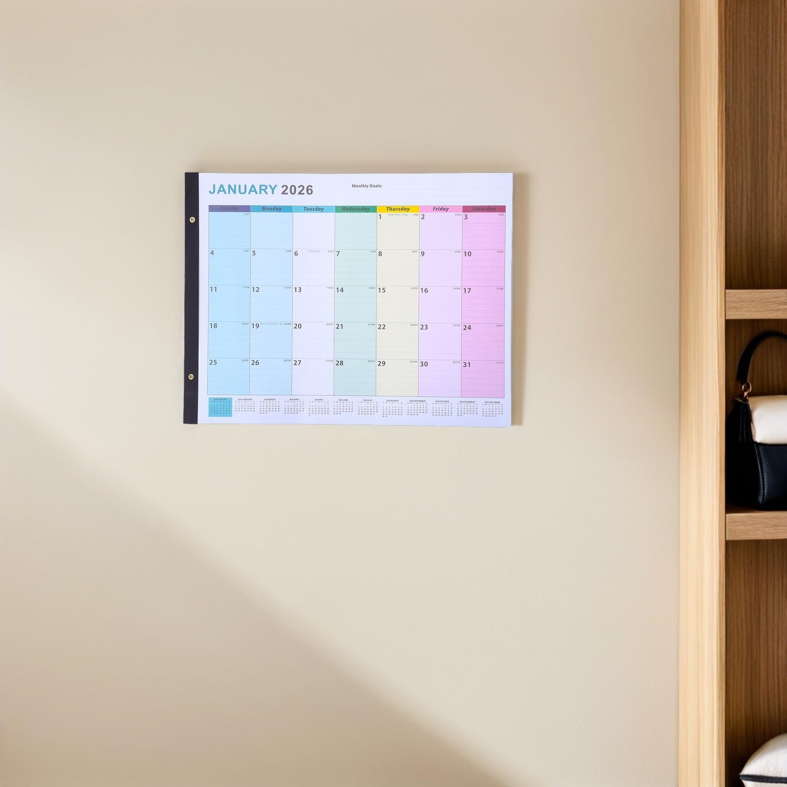 POPETPOP Calendario da Parete Grande 2026-2027 Planner Mensile Verticale Formato Poster per Ufficio e Casa Ampia Area per Note e Organizzazione Annuale