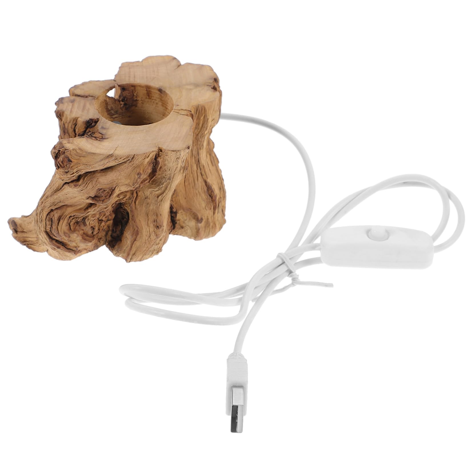 ULTECHNOVO Stump Shaped LED Light Base Crystal Ball Stand Holder USB Powered Night Light for Crystal Display Color Changing Sphere Decor Portable Illumination for Home