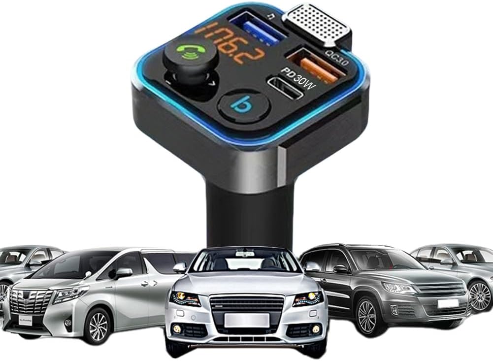 Bluetooth-Compatible 5.0 MP3 Audio Player 3 Ports Charging MP3 Player Receiver Hands Free Calling Type-C PD 30W QC3.0 Fast Charger Car Kit