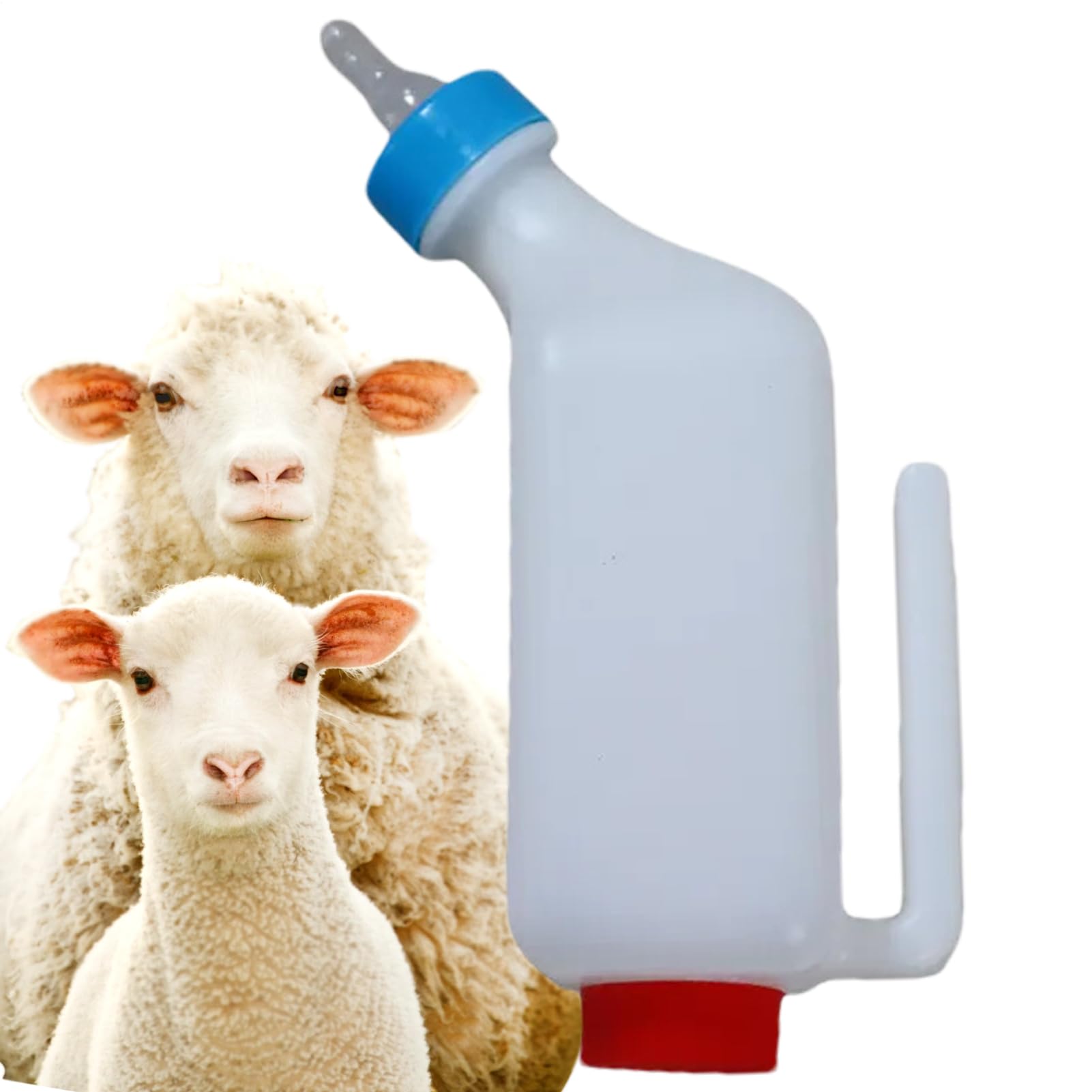 Feeding Bottle Lambs, Small Animal Bottle, Milk Feeder Hangable, Soft Nipple Design, ABS Material, Sturdy Leak-Proof, Ideal for Goat, Lamb, Nursing Animals, 1 Piece