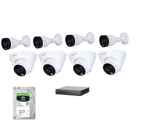 CP PLUS Wired IP (Network) 2MP Guard+ Colour Vision in Night Camera Combo Kit with (8 CH NVR, 4 Bullet Camera, 4 Dome Camera 2TB Hard Disk Surveillance Complete Combo (Installation is Not Included)
