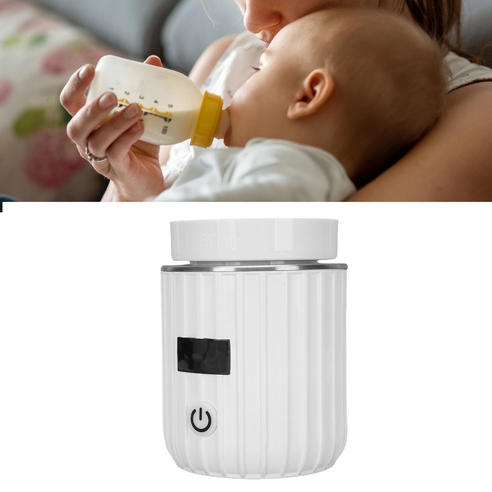 Scaldabiberon Portatile, Scaldalatte Elettrico con 3 Impostazioni di Temperatura e 6 Adattatori, Scaldalatte Viaggio Senza Fili per Latte Artificiale