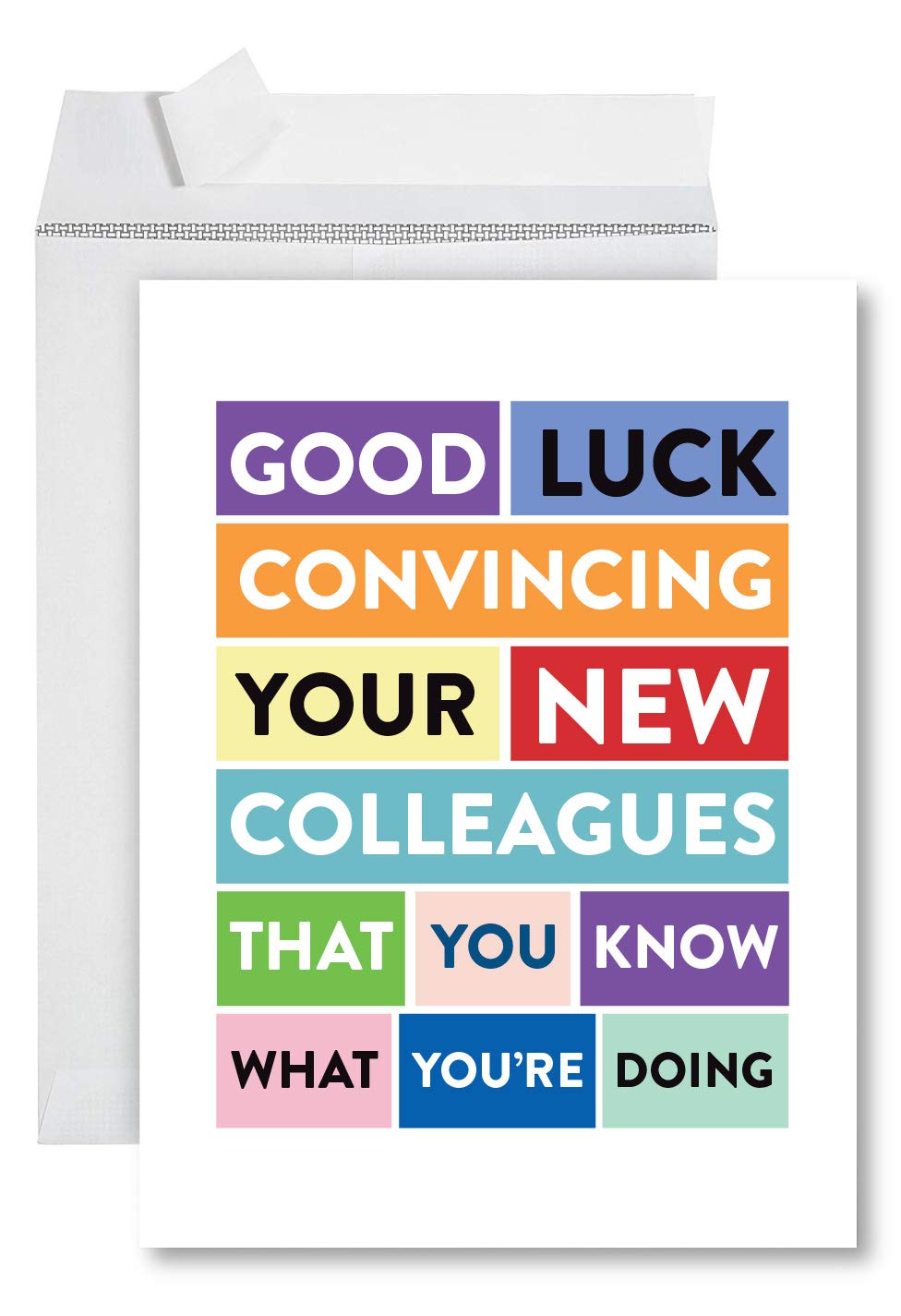 Andaz Press Funny Jumbo New Job Card With Envelope 8.5 x 11 inch, Farewell Retirement Office, Good Luck Convincing Your New Colleagues That You Know