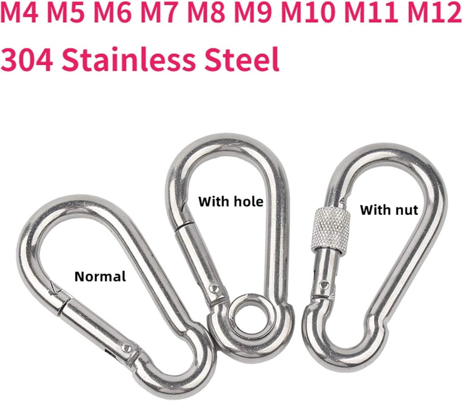 Snap Clips Snap Hooks 304 Stainless Steel Hook Spring Buckle Key Ring(M6x60-1pcs,Normal)