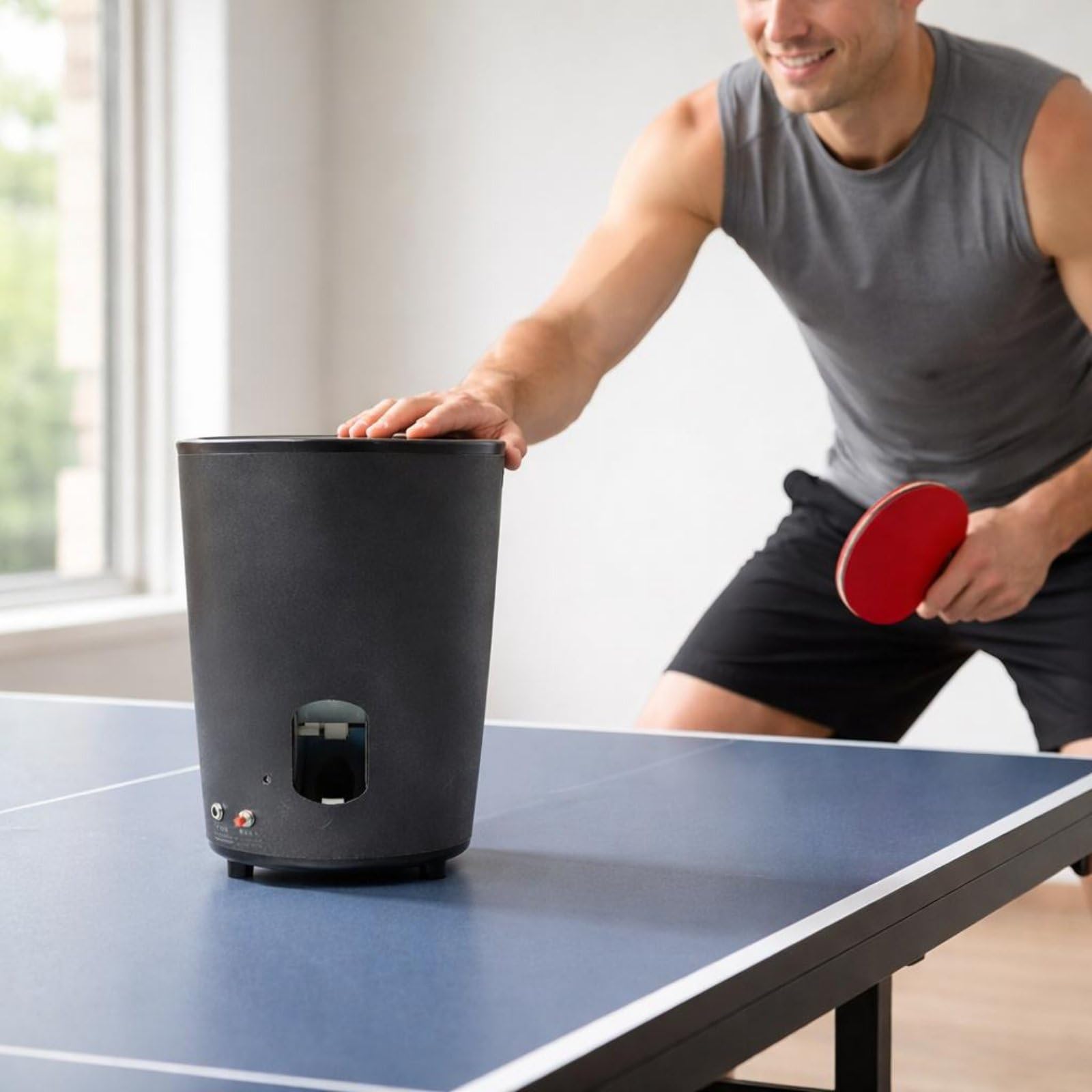 Automatic Ball Allenatore Tennis Tavolo Macchina Lanciapalline Pong Controllo Remoto Cambio Intensità Struttura Robusta Finitura Opaca Adatto per
