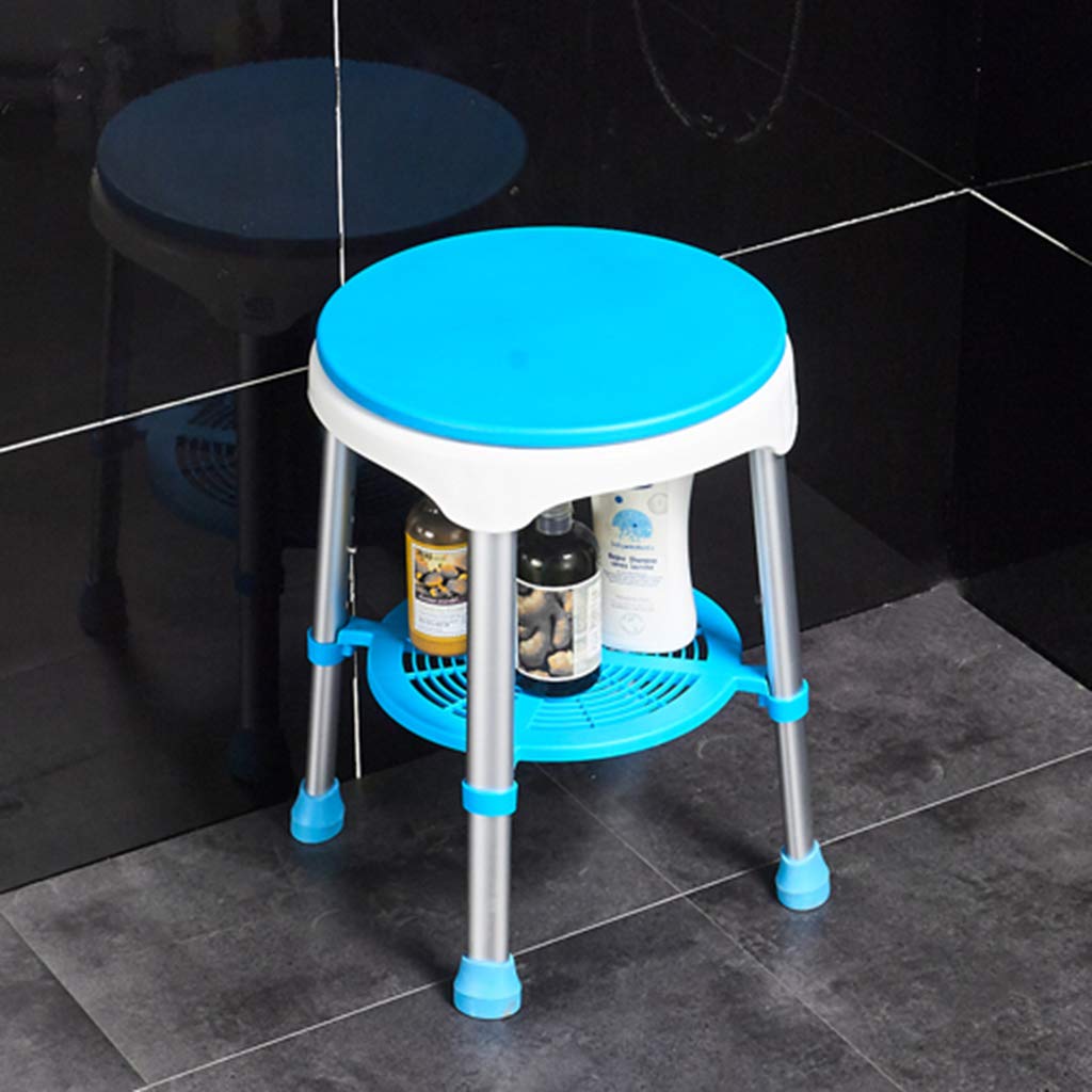 Ligero Asiento de Banco de Ducha Giratorio Redondeado Taburete de baño/Ducha con Asiento Giratorio Bandeja extraíble para Ancianos, discapacitados Sentado en bañera MAX. 100kg
