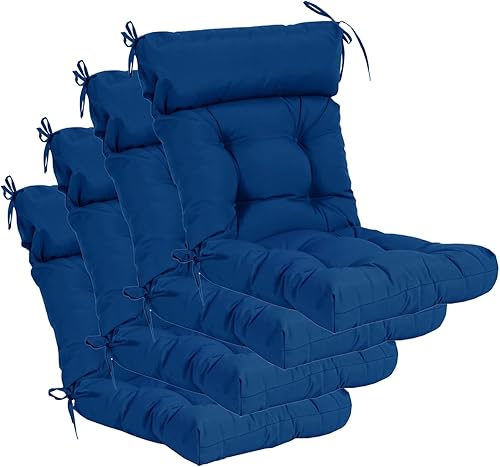 Miniatura 6 de QILLOWAY Cojines de repuesto para silla de respaldo alto para interiores y exteriores, acolchonados, paquete de 4 unidades (beigearenacamello)